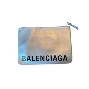 Authentic Balenciaga Leather Zip Pouch / Clutch Wristlet
